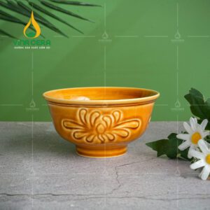 Chén Đĩa Sứ Dáng Sen Men Hoàng Thổ