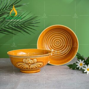 Chén Đĩa Sứ Dáng Sen Men Hoàng Thổ
