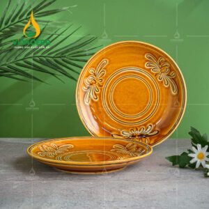 Chén Đĩa Sứ Dáng Sen Men Hoàng Thổ