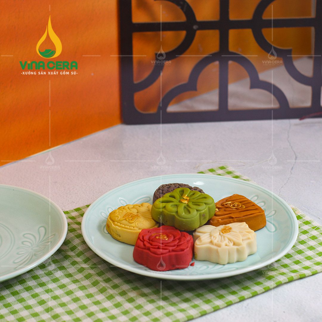 Chén đĩa sứ men ngọc dáng sen