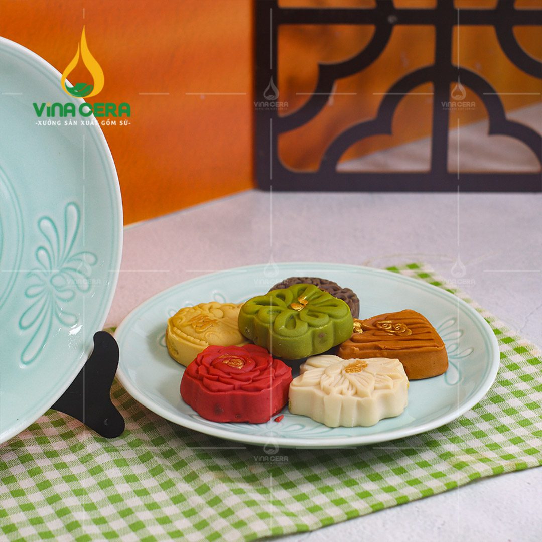 Chén đĩa sứ men ngọc dáng sen