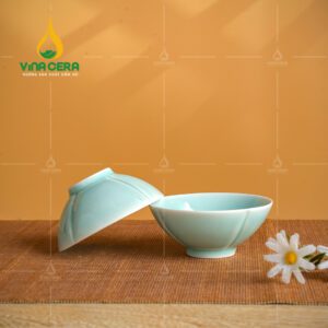Chén đĩa sứ men ngọc dáng sen