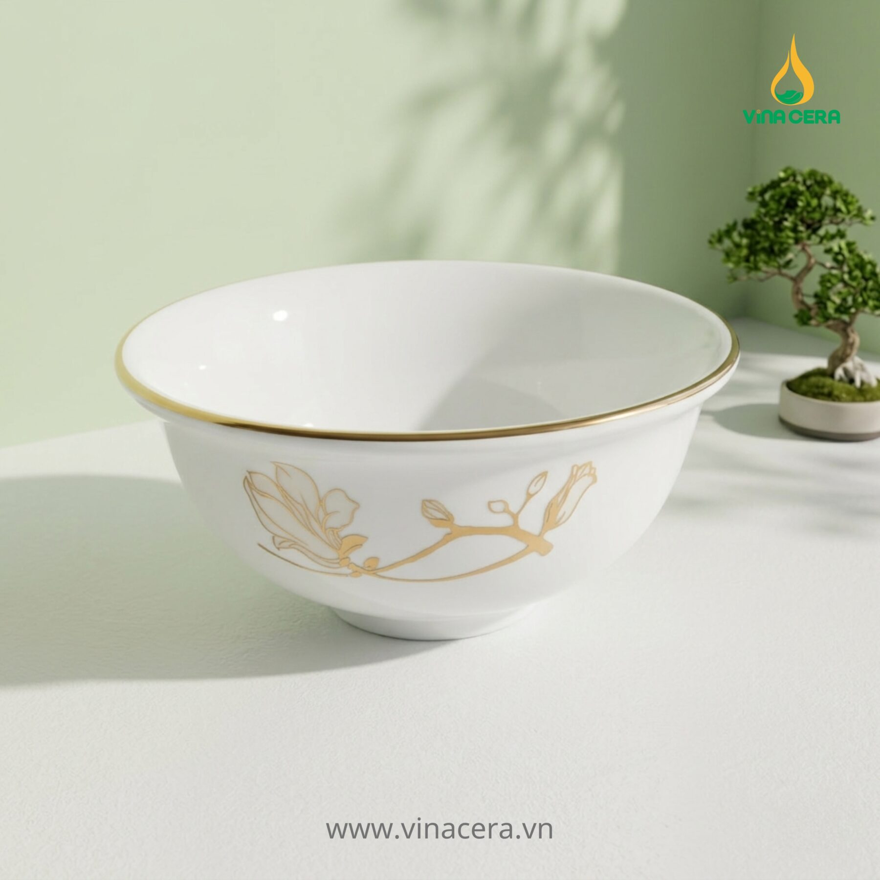bo-bat-dia-su-trang-chi-vang-hoa-do-quyen-vinacera-cao-cap (3) Bộ chén đĩa sứ trắng hoa đỗ quyên viền vàng cao cấp làm quà tặng