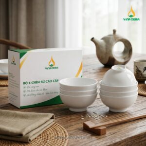 can canh chen su vinacera men bong 1 Bộ 6 Chén Sứ Vinacera Cao Cấp Chén Ăn Cơm Trắng Đẹp Sang Trọng