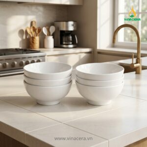 Bộ 6 Chén Sứ Vinacera Cao Cấp Chén Ăn Cơm Trắng Đẹp Sang Trọng