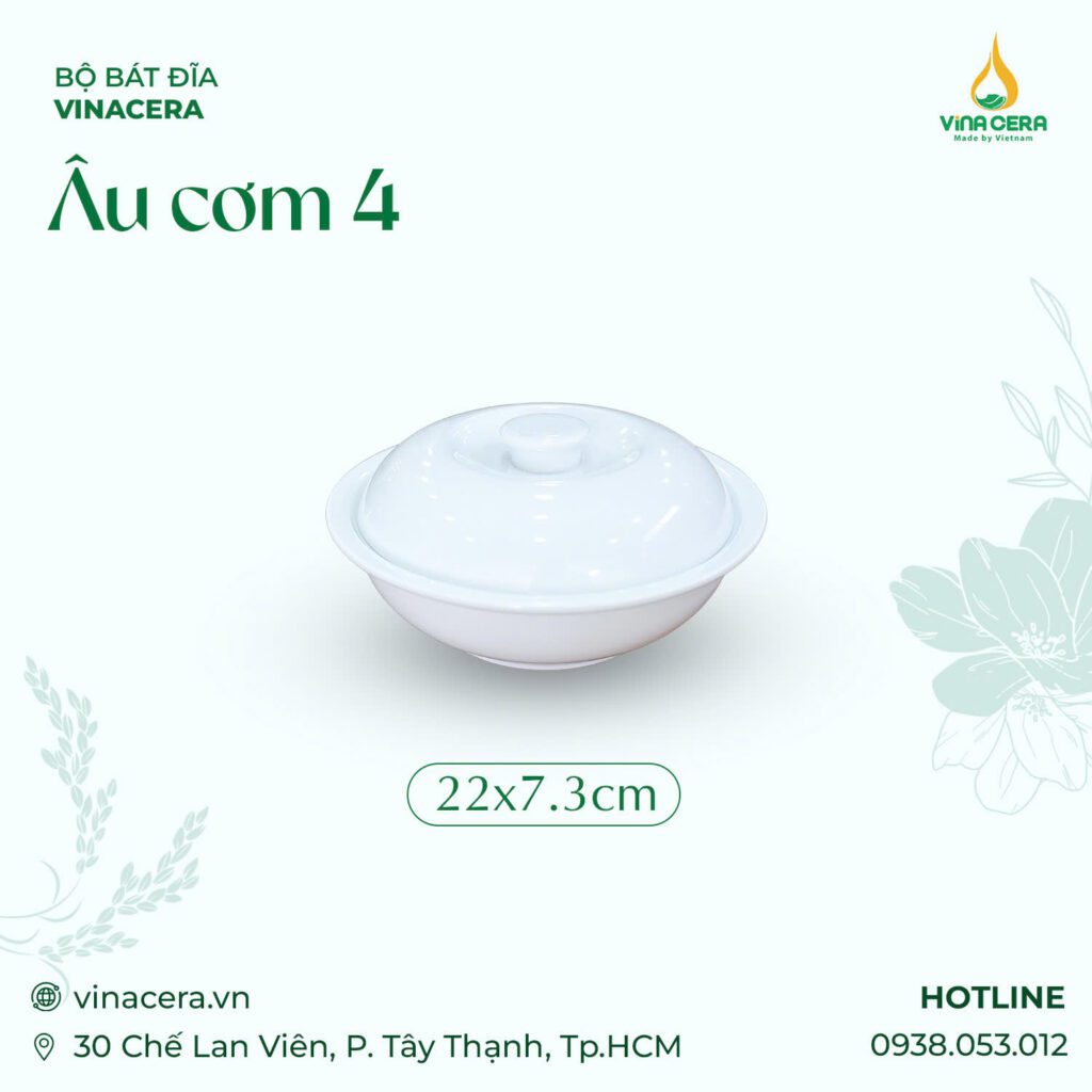 Âu Cơm Sứ Trắng Cao Cấp Vinacera (22 x 7.3cm) Âu Cơm Sứ Trắng Cao Cấp Vinacera (22 x 7.3cm)