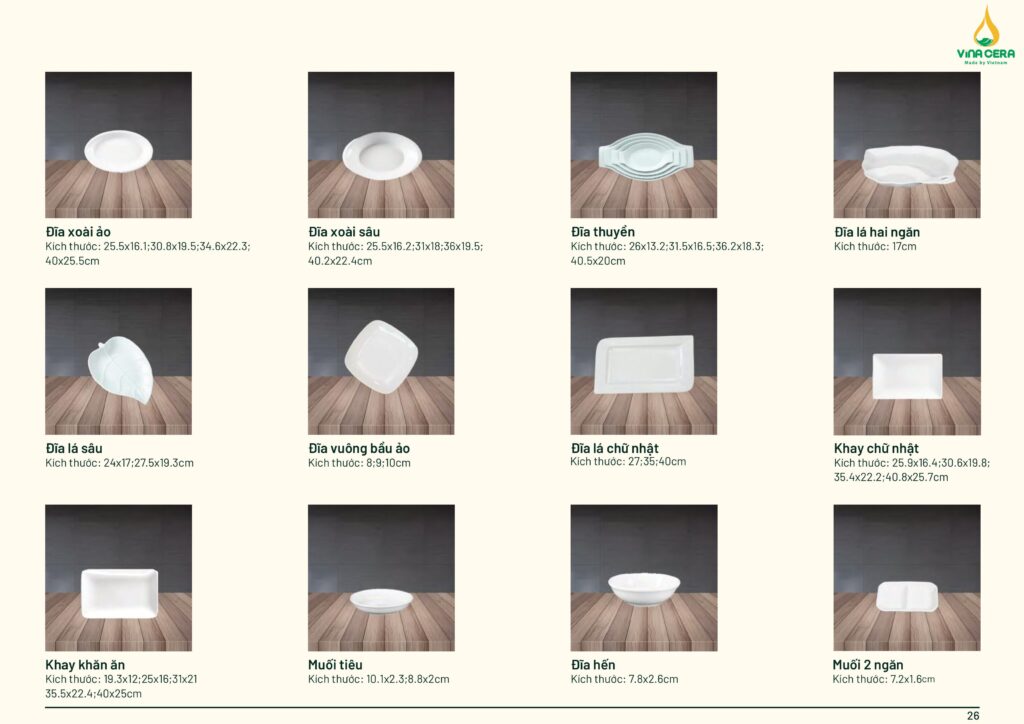 Báo Giá Chén Đĩa Nhà Hàng Mới Nhất Catalogue bát đĩa nhà hàng - Vinacera