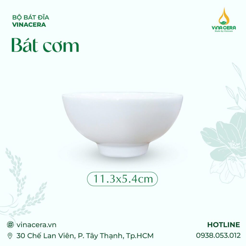 Chén Cơm Sứ Trắng Cao Cấp Vinacera (11.3 x 5.4cm)