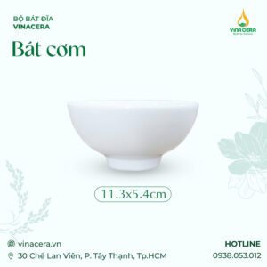 Chén Cơm Sứ Trắng Cao Cấp Vinacera (11.3 x 5.4cm)