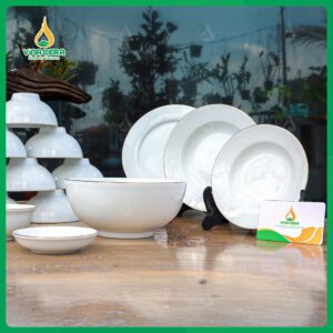 Chén đĩa sứ trắng dùng cho nhà hàng khách sạn cao cấp