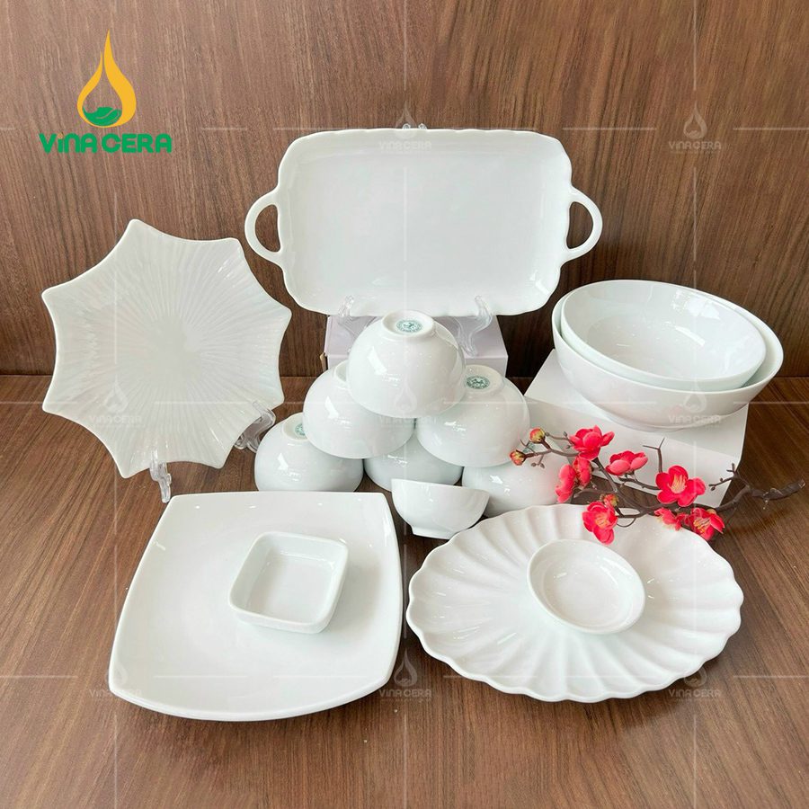 Chén Đĩa Sứ Trắng Có Phải Lựa Chọn Tốt Nhất cho nhà hàng khách sạn? Chén đĩa nhà hàng khách sạn cao cấp men trắng sang trọng