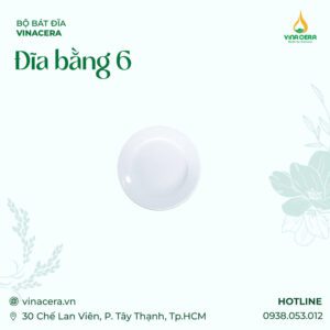 Đĩa Bằng 6 Sứ Trắng Cao Cấp Vinacera