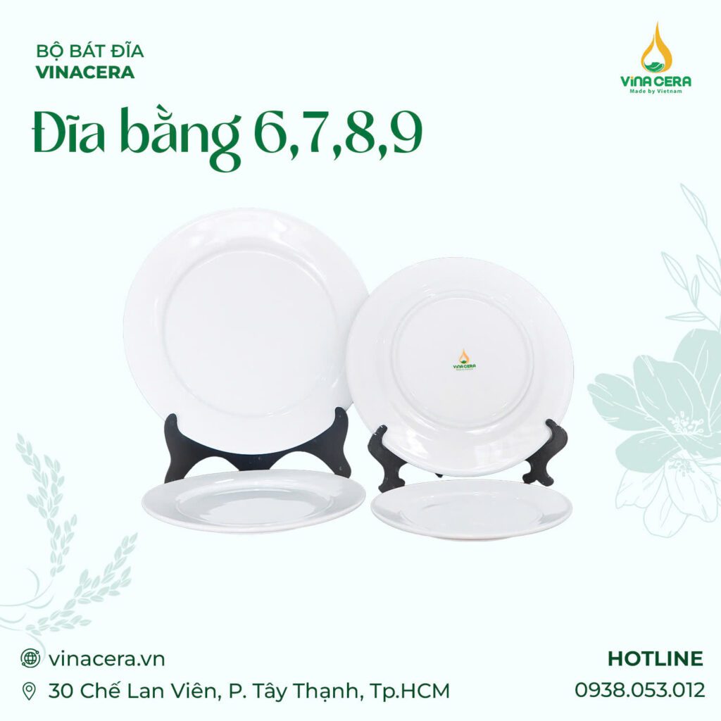 Đĩa Bằng sứ trắng cao cấp