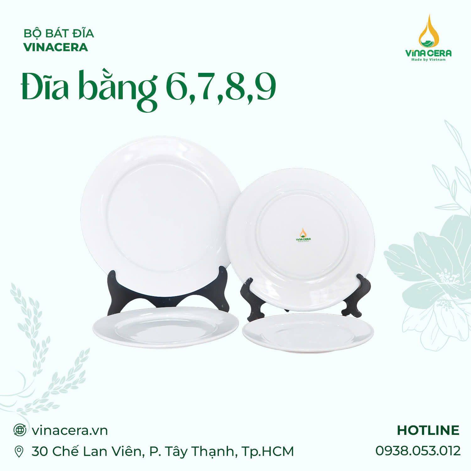 Đĩa Bằng sứ trắng cao cấp