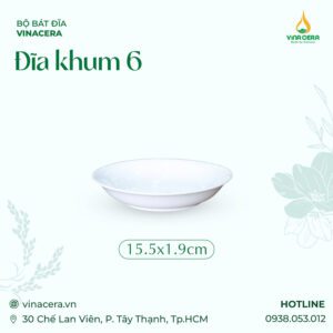 Đĩa Khum 6 Sứ Trắng Cao Cấp Vinacera (15.5 x 1.9cm)