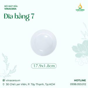 Đĩa Khum 7 Sứ Trắng Cao Cấp Vinacera (17.9 x 1.8cm)
