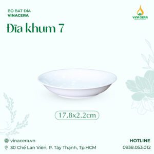 Đĩa Khum Sứ Trắng Cao Cấp 17.8