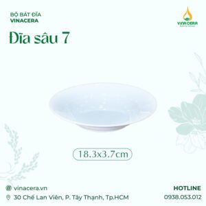 Đĩa Sâu 7 Sứ Trắng Cao Cấp Vinacera