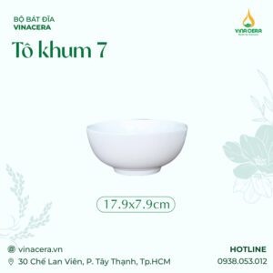 Tô Khum 7 Sứ Trắng Cao Cấp Vinacera (17 x 9 x 7.9cm)