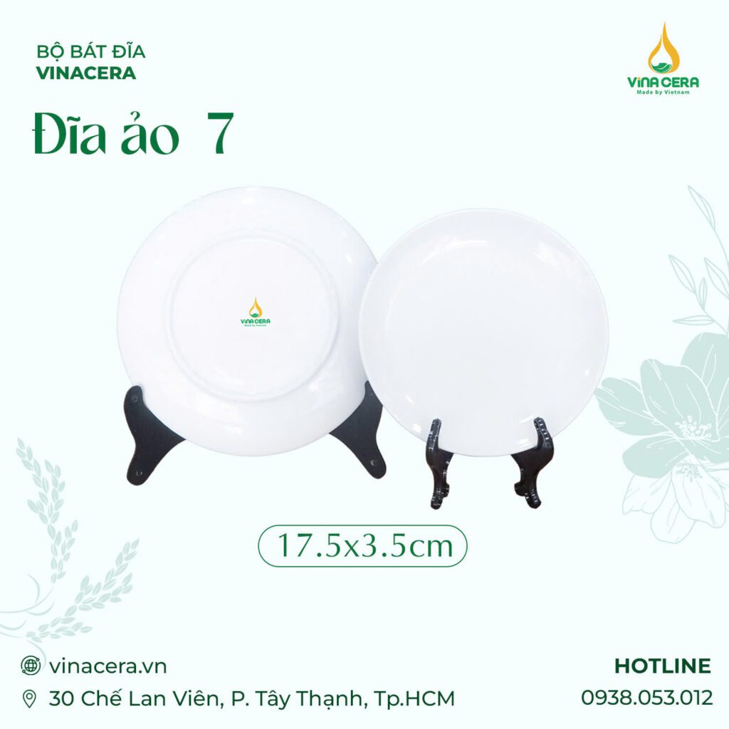Đĩa Ảo 7 Sứ Trắng Cao Cấp Vinacera (17.5 x 3.5cm)